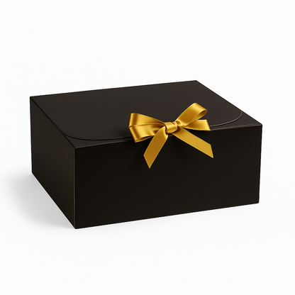 Weihnachts-Geschenkbox mit Teevarianten und goldener Schleife von Coca Vital.